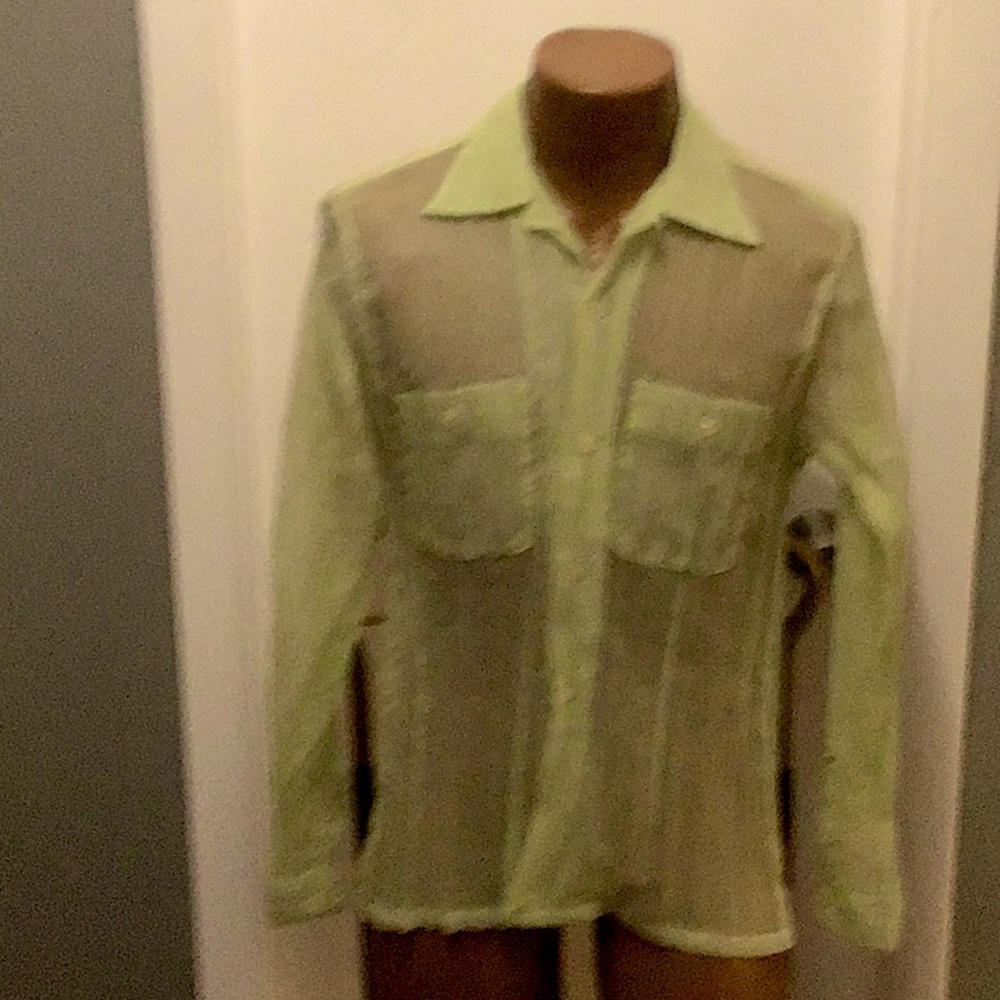 Vintage Rockabilly shirt 1950’s in a sheer lime green mint condition shirt Med